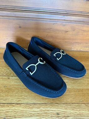 ROTHY’s Women’s 7 Black The Double Bit Slip-On Loafers with Silver Metal Accent